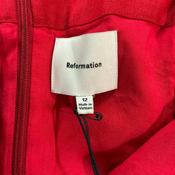 Reformation Mariela Linen Mini Dress Lipstick Red 12 NWT - Picture 13 of 13